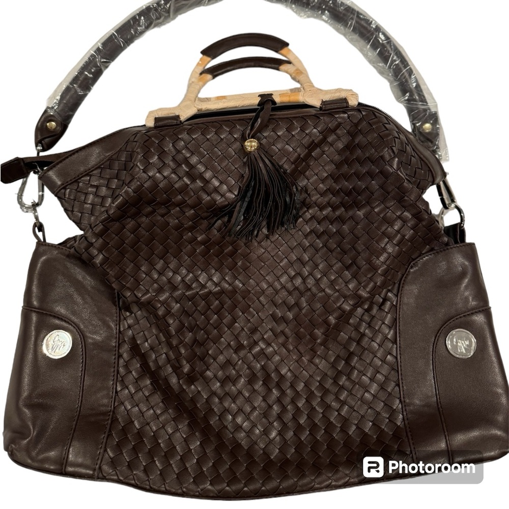 Joy Mangano designer drop bag. NWT Dark Brown